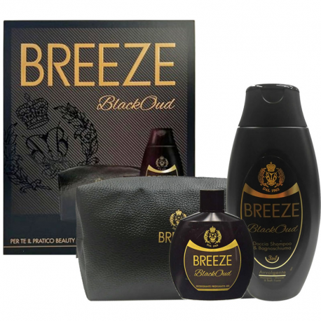 BREEZE BLACK OUD deodorante squeeze 100ml + shampoo doccia 400ml + beauty da viaggio