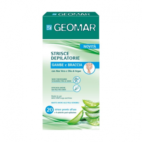 GEOMAR CERA DEPILATORIA 20 STRISCE GAMBE E BRACCIA E 4 SALSALVIETTE